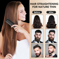 Fer à friser 2 en 1 Fer plat Peigne électrique sans fil Fer à lisser Brosse à lisser sans fil