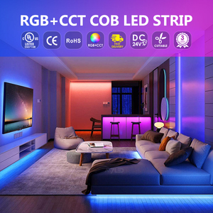 Tira de luz LED COB RGBCCT con certificación UL, 840LED/M, cuerpo de lámpara de aluminio inteligente, tira de luz RGB Flexible para control remoto del hogar IP20" - Product Image 5