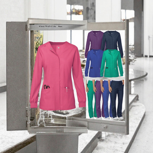 Ensemble de travail pour médecins et infirmières, veste à manches longues en tissu tissé, cardigan à boutons-pression, uniforme de travail, polyester/rayonne - Product Image 3