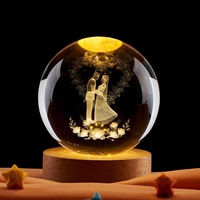 Lampe de nuit en cristal de quartz transparent, série Saint-Valentin, gravure interne, ornement de bureau, amour