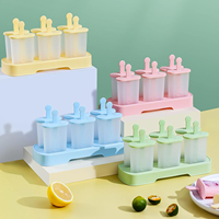 Moule à glaces coloré à 6 cavités avec couvercle, réutilisable, pour la fabrication de glaces maison et de collations glacées d'été