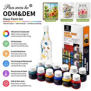 Ensemble de peinture <span class=keywords><strong>pour</strong></span> vitraux Panwenbo, 12 couleurs/25 ml, peinture transparente <span class=keywords><strong>pour</strong></span> verre, non toxique, imperméable, <span class=keywords><strong>pour</strong></span> la peinture sur verre - Product Image 2