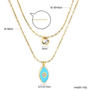 Collar de Moda al por Mayor con Colgante de Ojos Azules de Circonio Personalizado, Chapado en Oro de 18K, de Acero Inoxidable, Tipo Gargantilla y con Capas - Product Image 2