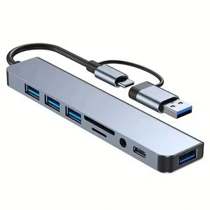 8 in 1 USB <b>C</b> Expander Docking Station USB 3.0 <b>Hub</b> Laptop Adapter TF SD Card Reader - Product Image 1