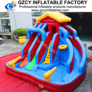 Ngoài trời Hồ bơi bơm hơi trượt đôi theo dõi Inflatable <span class=keywords><strong>Bouncer</strong></span> trượt cho công viên nước - Product Image 2