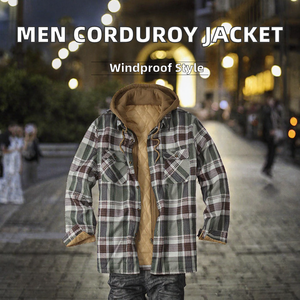 <b>Men's</b> Plaid <b>Flannel</b> <b>Jacket</b> Quilted Lined Hooded Long Sleeve Casual Winter Outerwear with Pockets - Product Image 3