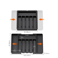 Organizador de cajones para cubiertos expandible y ajustable con 7 compartimentos, almacenamiento de cocina que ahorra espacio, color negro