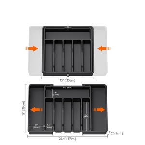 Organizzatore Espandibile e Regolabile per <span class=keywords><strong>Cassetti</strong></span> Portaposate <span class=keywords><strong>con</strong></span> 7 Scomparti, Salvaspazio per Cucina, Nero - Product Image 3