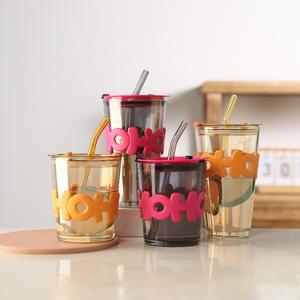 Tazza di vetro di alta qualità <span class=keywords><strong>con</strong></span> lettera estiva tazza di acqua di Design cervo di alta qualità <span class=keywords><strong>con</strong></span> paglia lavoro giorno alla moda per bere regalo prodotto per il benessere - Product Image 1