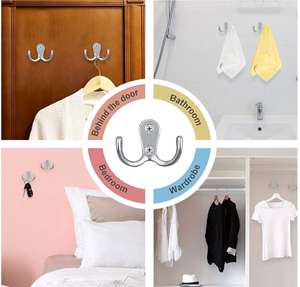 Double Pin SS202 Stainless Steel Modern Wall Mounted Heavy Duty Rustproof Door Towel Hanger Premium Quality PROMIXO - Product Image 2