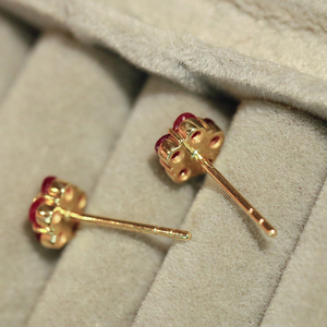 Aazuo, joyería fina de 18 quilates, oro amarillo macizo, rubí natural, diamantes reales, pendientes de moda, regalo para mujeres y niños, uso diario - Product Image 2