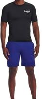 T-shirt de compression à manches courtes pour homme, séchage rapide, évacuation de l'humidité, polyester et élasthanne, pour la gym et l'entraînement, avec empiècements en mesh