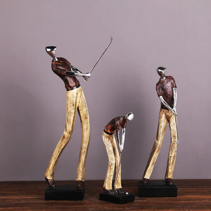 Drop Shipping Golf Lover Resin Ornaments Golfer Statue Home Office Decoration Modern Style Golf Gift Creative Golfer Sets