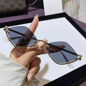 Semi Rimmed Diamond Shape <b>Sunglasses</b> Women UV400 PC Frame Type 3 Sunshades Durable Cross Border Style - Product Image 1