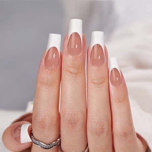 BTArtbox - Juego de Uñas Postizas de Gel Suave Hechas a Mano con Pegamento, Venta al por Mayor, Uñas Postizas de Punta Francesa Cuadradas Medianas de Marca Privada - Product Image 1