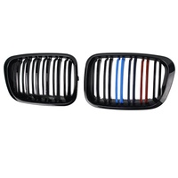 LUMA 98-01 Gloss Matte Black Chrome M Color ABS Front Bumper Grille for 4-Door for BMW 3 Series E46 1998-2001 Kidney Double Slat