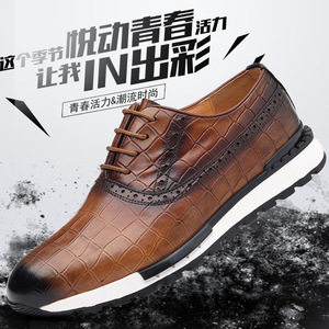 Oxfords <b>Men</b> Genuine Leather Pointed Toe Lace-up Spring Office <b>Dress</b> Shoes Cushioned Rubber Outsole - Product Image 2