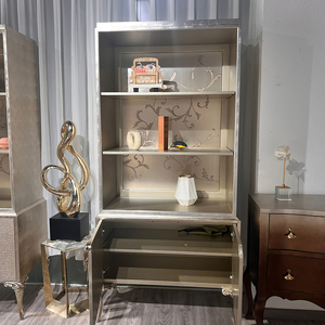 Luxury Custom <strong>French</strong> Art Solid Wood Display Cabinet Handmade Gold Foil Wine Storage <strong>Shelves</strong> for Mansion for Living Room Use - Product Image 5