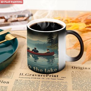 Frosted Black 11oz <b>Ceramic</b> <b>Mug</b> Heat Color Changing Magic Cup Daily Drinking Student Study Room Use - Product Image 5
