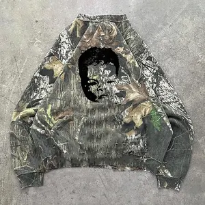 YSJY Benutzer definierte hochwertige Baumwolle Jagd Reals Baum druck Sweatshirt T-Shirt Vintage Distressed Patch Camo Hoodie für Männer