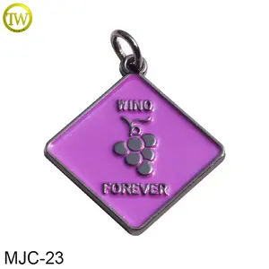Metal Pendant Custom Cute Bead Shape Logo Pendant Rainbow Plated Accessory Metal Key Tags Charms For Jewelry