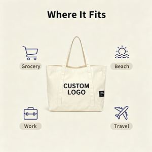 Bolsa de Compras de Algodón Reciclado Reutilizable Personalizada para Pedidos al por Mayor, Bolsa de Lona Lisa de Gran Tamaño - Product Image 3