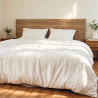 Parure de lit en lin en gros – Lin français 4 pièces uni pour hôtels : 1 housse de couette, 1 drap-housse, 2 taies d'oreiller