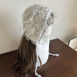 Fascia da <span class=keywords><strong>donna</strong></span> Lolita <span class=keywords><strong>Bandana</strong></span> con fiori dolci <span class=keywords><strong>per</strong></span> viaggi primavera estate fotografando ispirato al foulard in pizzo bianco - Product Image 3