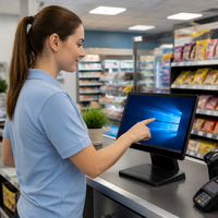 Terminal de point de vente tactile tout-en-un 15,6 pouces, caisse enregistreuse, Windows 10, Intel N97, 8 Go de RAM, 256 Go de SSD, support pliable, 1920x1080