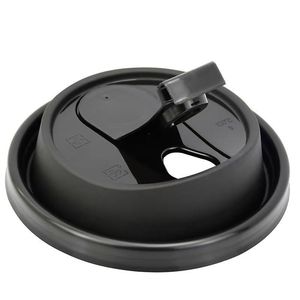 90mm PP Cap For <b>Plastic</b> <b>Cup</b> With Flip Lid And <b>Drink</b> Hole Black Color - Product Image 1