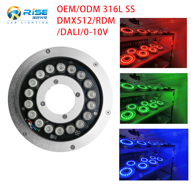 Waterproof Fountain Nozzle RGB LED Lights Dmx Outdoor Under Water IP68 Underwater LED Fountain Light