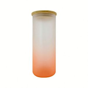 Vaso de Cerveza con Forma de Lata, Botella de Agua de 18 oz, Vaso Sublimable en Blanco, Vaso Esmerilado de 18 oz, Vaso Tipo Mason con Tapa de Bambú y Pajita - Product Image 2