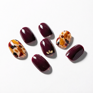 ชุดเล็บเจล Kiss New York Gelup Miami 24 ชิ้น สีเบอร์กันดี ลายกลีบดอกไม้ เล็บปลอม - Product Image 1