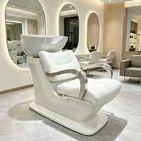 En gros, Fauteuil de lavage noir brillant avec bac intégré inclinable pour salon de coiffure, Mobilier de salon OEM