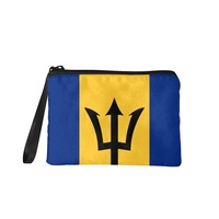 Dompet Koin Kanvas Bendera Nasional Barbados Dompet Ritsleting Portabel Warna Campuran Modis untuk Perjalanan Koin Kartu Kosmetik