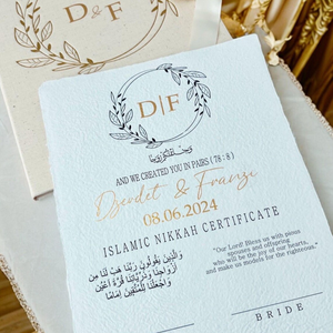 Certificat de <span class=keywords><strong>Mariage</strong></span> Islamique Élégant de Luxe à Couverture Rigide Certificat de Nikah <span class=keywords><strong>Faire</strong></span>-<span class=keywords><strong>Part</strong></span> de <span class=keywords><strong>Mariage</strong></span> en Lin - Product Image 5