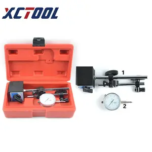 XCTOOL Auto Car Repair Tool Kit Universal Fine Adjustable Long Arm 0-10mm Dial Gauge Test Indicator With Magnetic Base XC7015