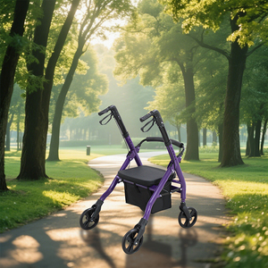 Factory Purple Plegable 4 ruedas Aleación de aluminio Altura ajustable Andador Ayuda de movilidad para personas <span class=keywords><strong>mayores</strong></span> Rollator - Product Image 4