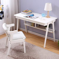 Bureau d'ordinateur en bois massif blanc nordique, longueur d'un mètre, moderne, pour chambre d'enfant, 2 tiroirs, pour écrire et apprendre