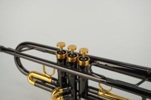Trompeta Profesional de Alta Calidad en Sib, Niquelada en Negro con Llaves Doradas, con Tornillo de Bloqueo del Deslizador, Instrumento de Viento con Accesorios - Product Image 2