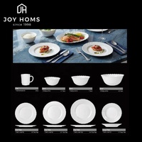Vaisselle en verre opale légère, assiettes, bols, tasses, résistantes au micro-ondes, lavables au lave-vaisselle, incassables, ensemble de vaisselle avec motif cœur