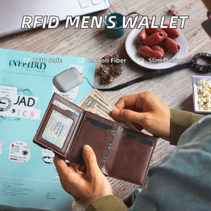 Tarjetero Delgado Multifuncional de Doble Pliegue para Hombre, con Bloqueo RFID, Diseño de Fibra de Carbono, Portátil, para Tarjetas de Crédito - Product Image 2