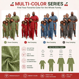 Conjunto de Pijamas Familiares con Estampado de Montaña Verde, de Algodón y Fibra de Bambú, Transpirables, Ropa Casual para Mamá, Papá, Niños e Infantes - Product Image 2