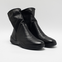 Bottes en cuir véritable imperméables pour femmes avec semelle en caoutchouc et fermeture à lacets