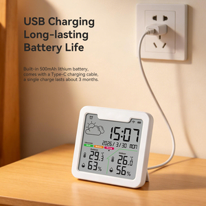 Stazione Meteo Wireless per Interni ed Esterni con Termometro, Display LCD a Colori, Orologio Digitale, Calendario, <span class=keywords><strong>in</strong></span> Plastica, ODM, Ricarica USB, Umidità - Product Image 2