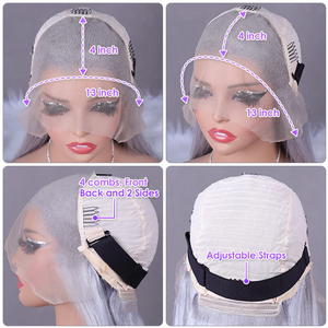 13x4 Full La CE HD <span class=keywords><strong>Plata</strong></span> <span class=keywords><strong>Gris</strong></span> <span class=keywords><strong>Color</strong></span> Peluca de cabello humano HD Encaje Frontal Cabello humano Bob <span class=keywords><strong>corto</strong></span> Pelucas Cosplay Cabello brasileño <span class=keywords><strong>Plata</strong></span> Peluca - Product Image 6