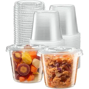 미니 애완 동물 플라스틱 일회용 컵 소스 컨테이너 7 온스 테이크 아웃 식품 스낵 컵 투명 사용자 정의 요구르트 아이스크림 슬러시 컵