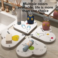 Ensemble de porte-savon en diatomite personnalisable à séchage rapide, base de drainage en pierre, support moderne à un seul niveau, résistant à la moisissure, imperméable, portable