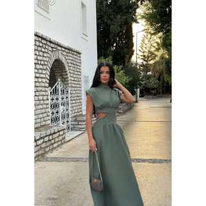 Robe longue unie kaki, décontractée, formelle, pour les fêtes, de haute qualité, tailles XS à 6XL, taille empire, longueur genou, approvisionnement ODM - Product Image 3