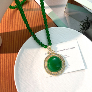 Chinese Style Green Ruyi Sweater Chain Long Necklace Tassel Pendant Zinc Alloy Retro Fashion Accessory - Product Image 3